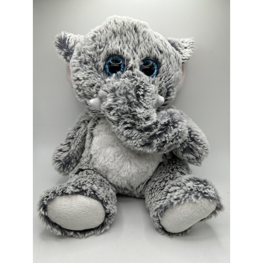 Elephant Cutest Softest Adorable 8" Gray Stuffed Toy Plush Blue Eyes